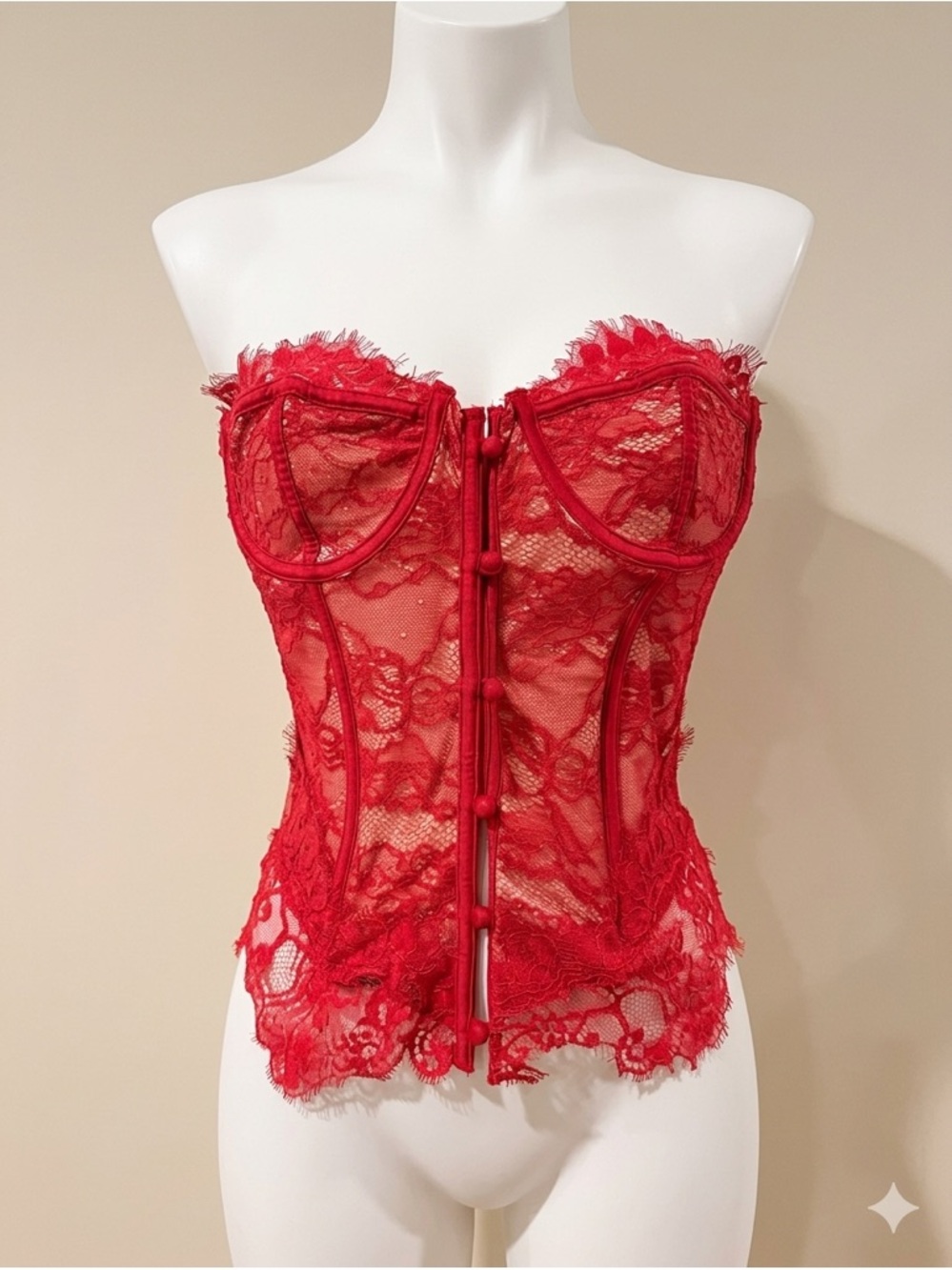 Red Lace Bustier Corset Top NWOT